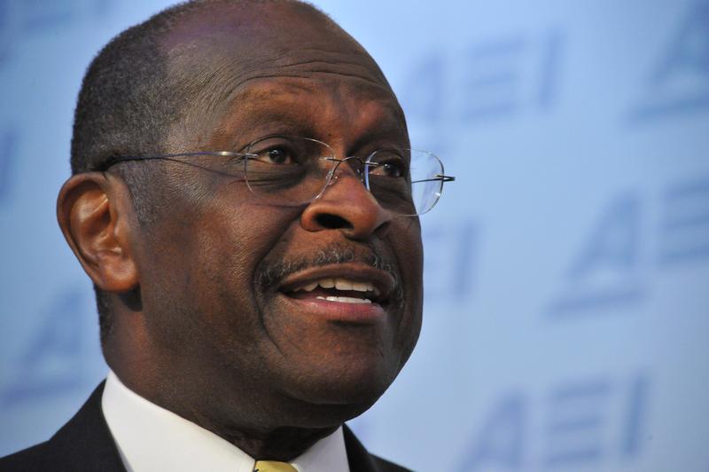 Republican presidential contender Herman Cain addresses an audience at AEI(American Enterprise Institute) for Public Policy Research on October 31, 2011 in Washington, DC.